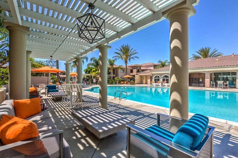 Poolside Relaxing Area at The Villas at Towngate, California, 92553